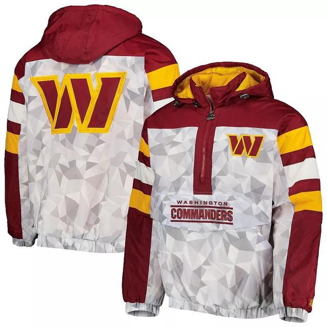 Mens Starter White/Burgundy Washington Commanders Thursday Night Gridiron Raglan Half-Zip Hooded Jacket Product Image