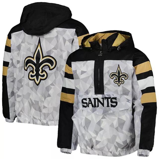 Mens Starter /Black New Orleans Saints Thursday Night Gridiron Raglan Half-Zip Hooded Jacket Product Image