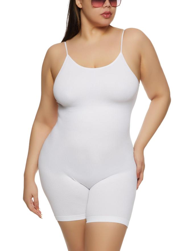 Womens Plus Size Seamless Ribbed Cami Romper Product Image