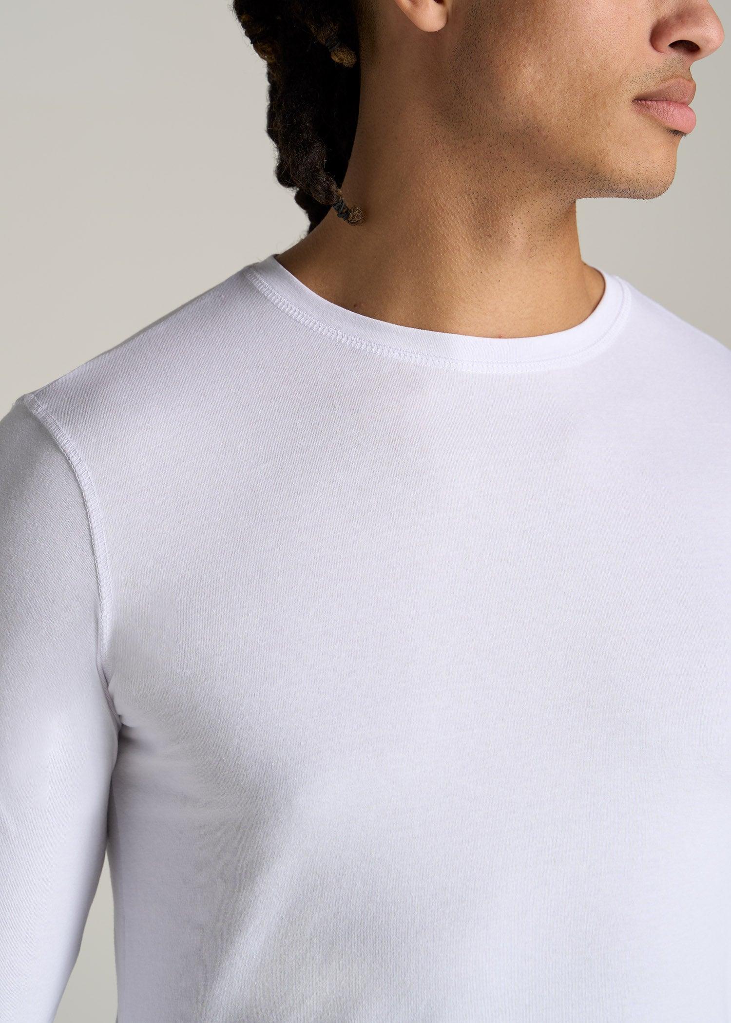 The Essential SLIM-FIT Long Sleeve Tee for Tall Men in White Product Image