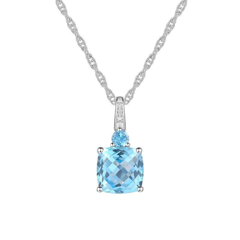 Sterling Silver Blue Topaz Pendant, Womens Product Image