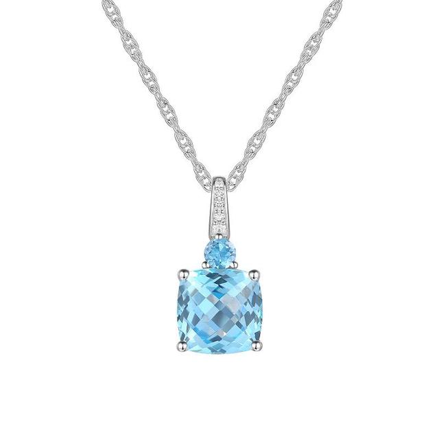 Sterling Silver Blue Topaz Pendant, Womens Product Image