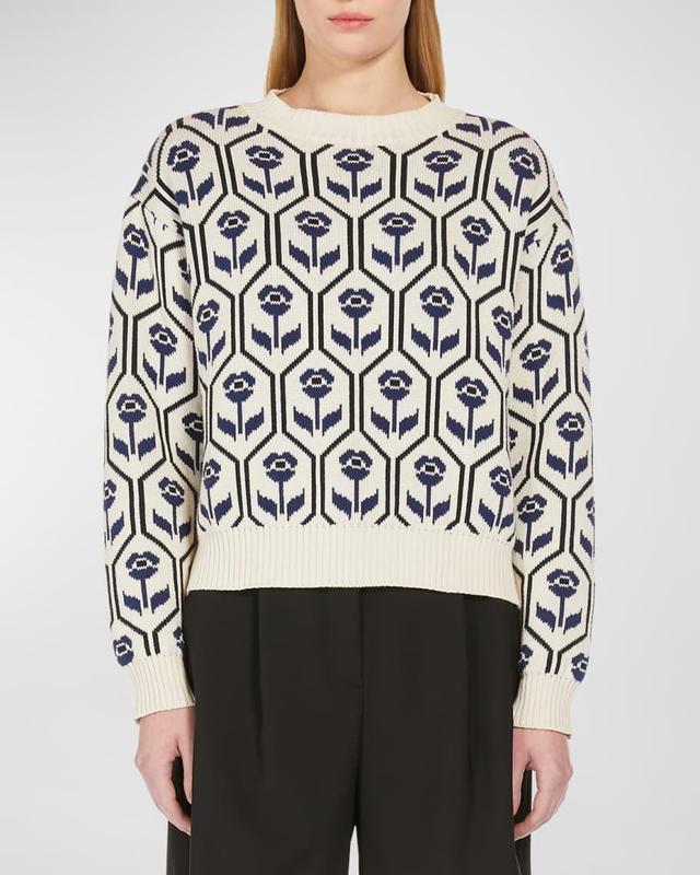 Odeon Crewneck Floral Intarsia Sweater Product Image