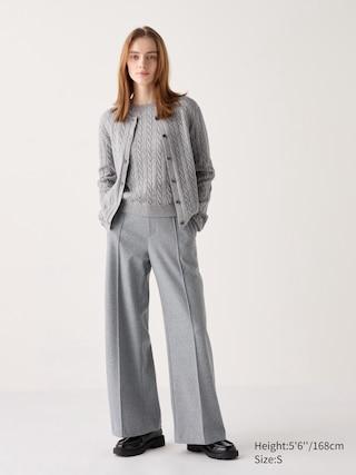 Womens Brushed Jersey Wide Pants Gray 2XS UNIQLO US Product Image