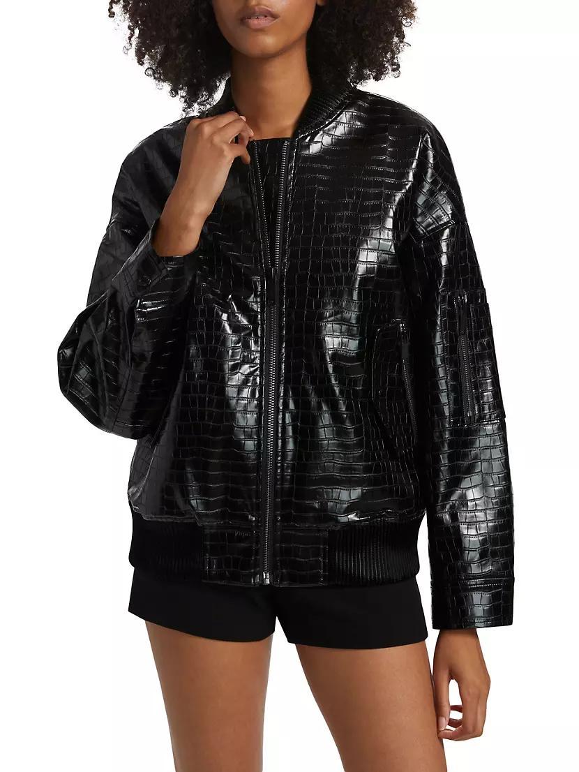 Debossed Croc Bomber Jacket Product Image