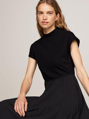 Mockneck Pleated Midi Dress Product Image