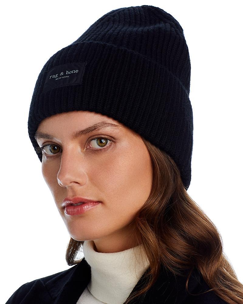 rag & bone Blake Logo Patch Wool Blend Rib Beanie Product Image