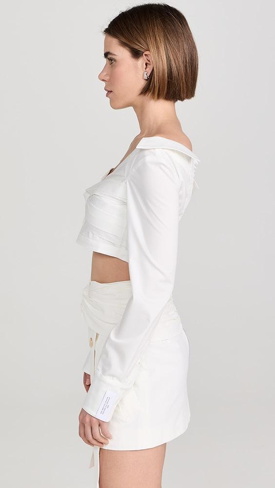 ROKH Asymmetric Twist Crop Blouse | Shopbop Product Image