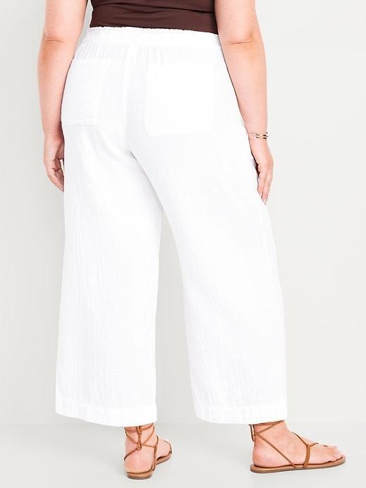 High-Waisted Crinkle Gauze Ankle Pants Product Image