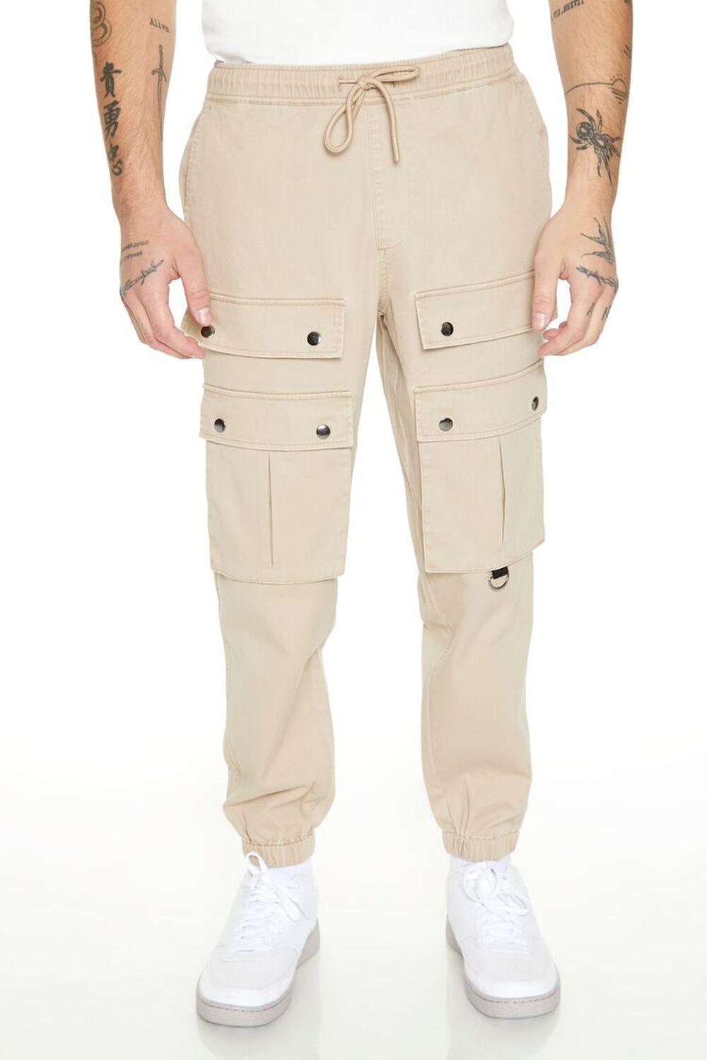 Twill Studded Cargo Joggers | Forever 21 Product Image