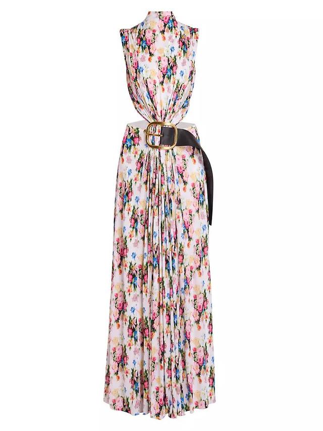 Floral Draped Belted Maxi Dress Product Image