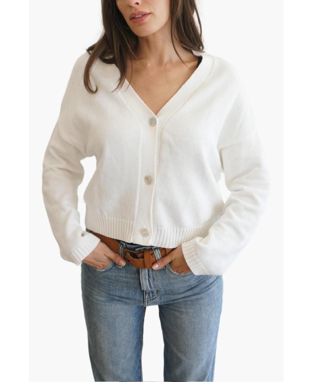 Paneros Clothing Womens Cotton Diana Crop Cardigan Sweater product image