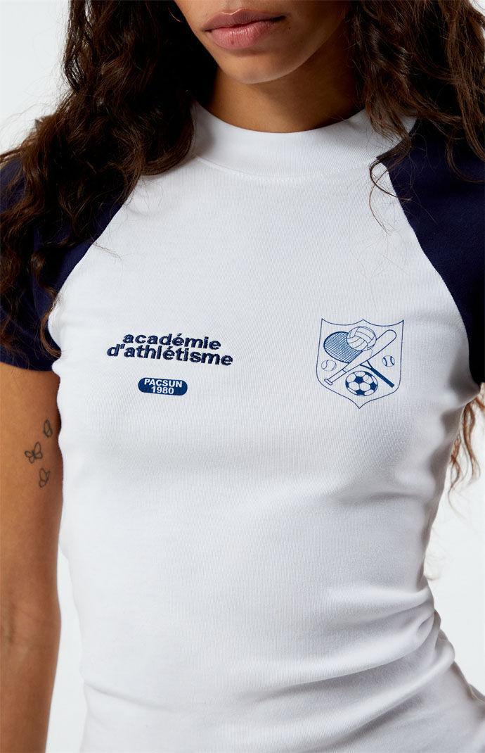 Women's Athletic Academy Raglan T-Shirt in White/Navy - Product Image