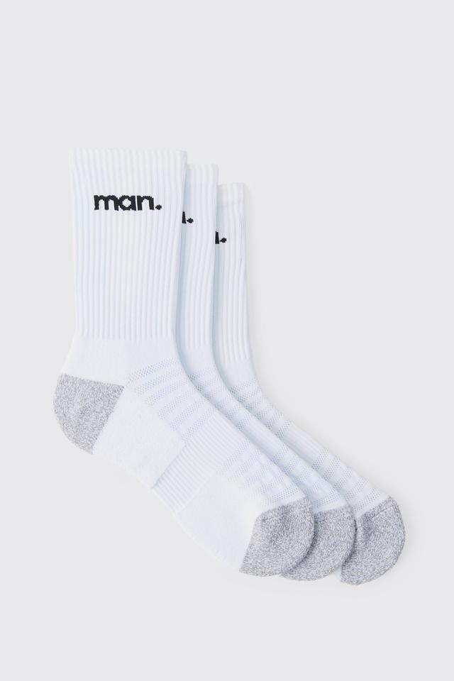 Man Sport Cushioned Training Crew Socks 3 Pack | boohooMAN USA Product Image