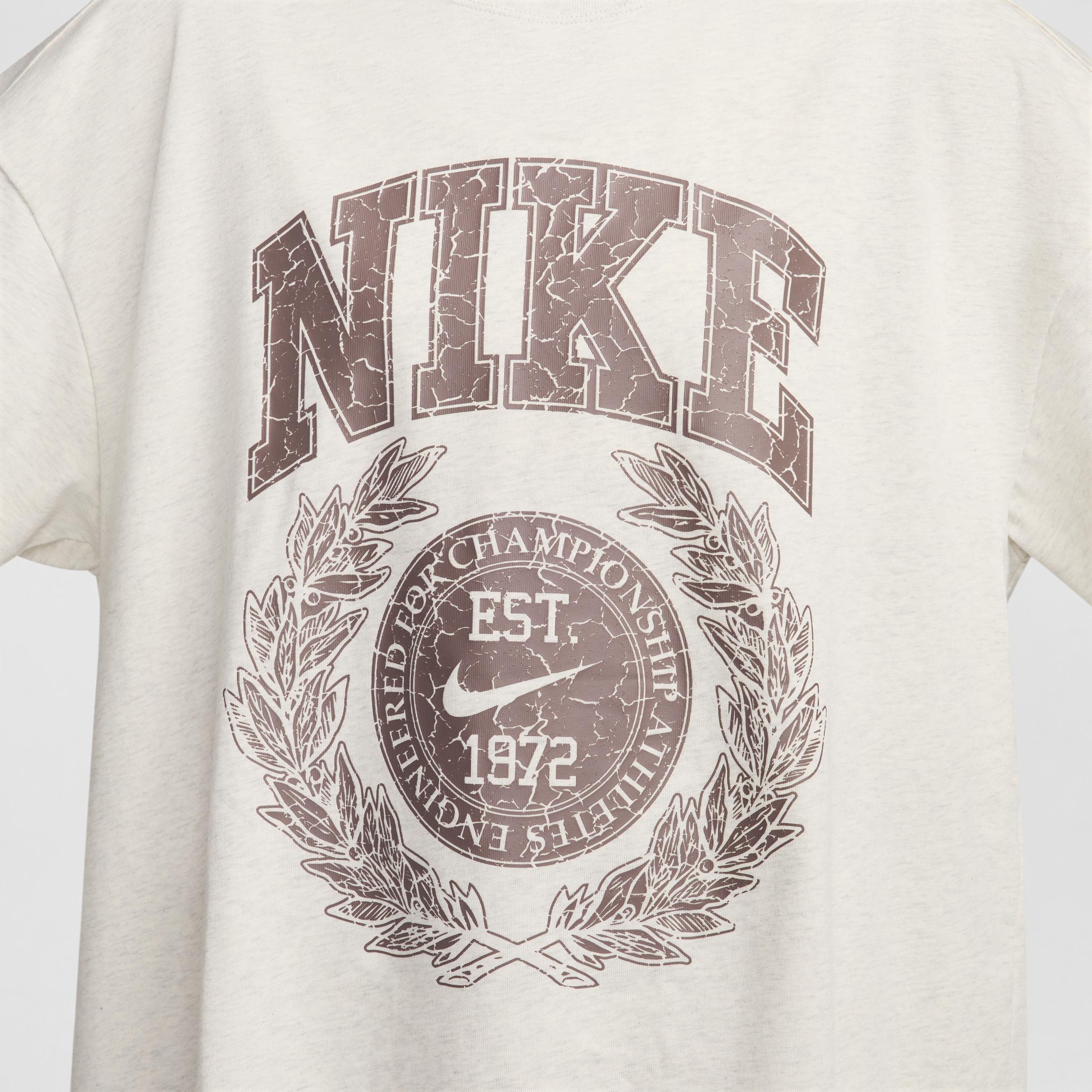 Nike Womens Sportswear Cotton Essential Oversized Tee - Oatmeal Heather/(plum Eclipse) Product Image