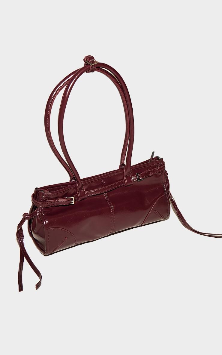 Burgundy Crinkle Long Shoulder Bag Product Image