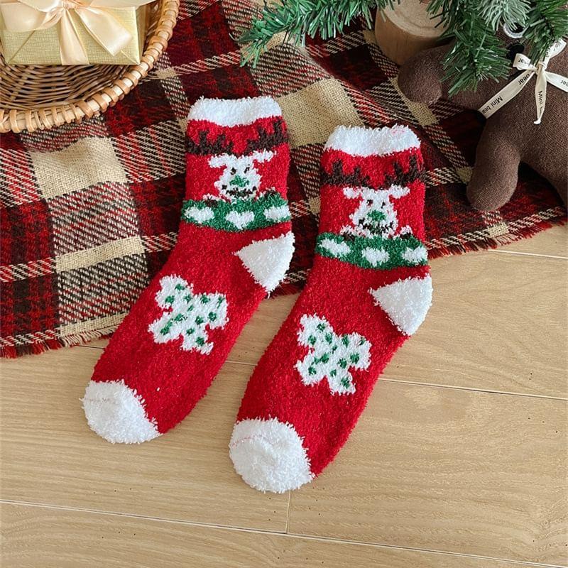 Christmas Cartoon Fleece Socks Product Image