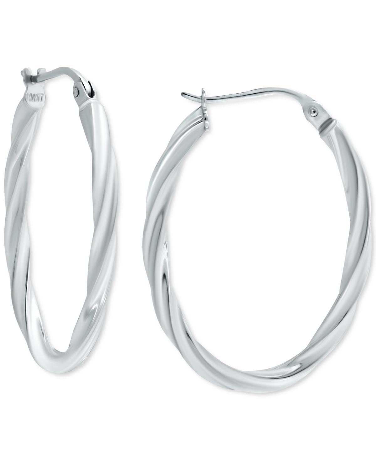 Aleure Precioso Sterling Silver Oval Twist Hoop Earrings, Womens Product Image