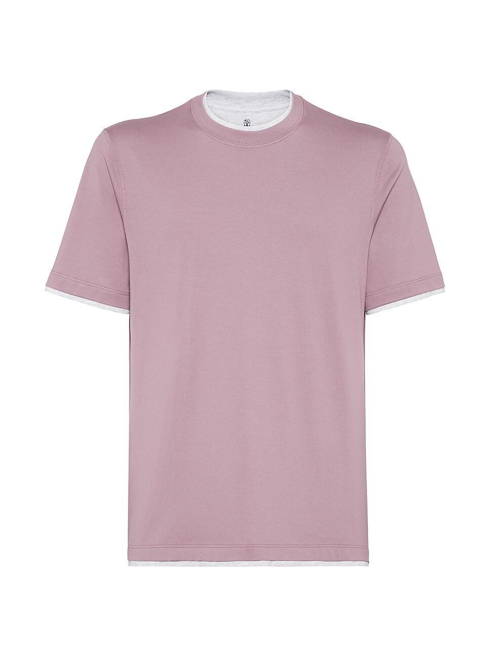 Mens Cotton Jersey Crew Neck T-Shirt With Faux Layering Product Image