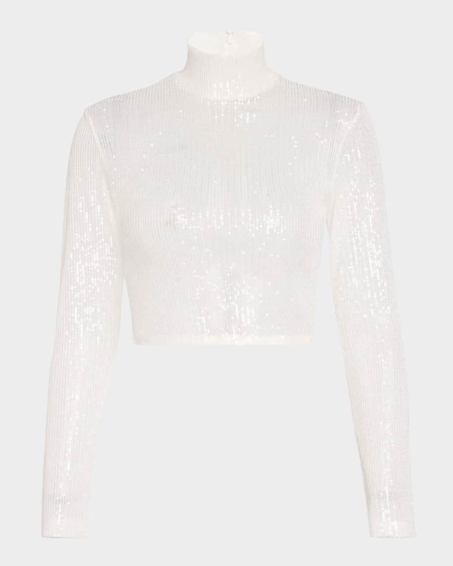 Sequined Mock-Neck Crop Top  Product Image