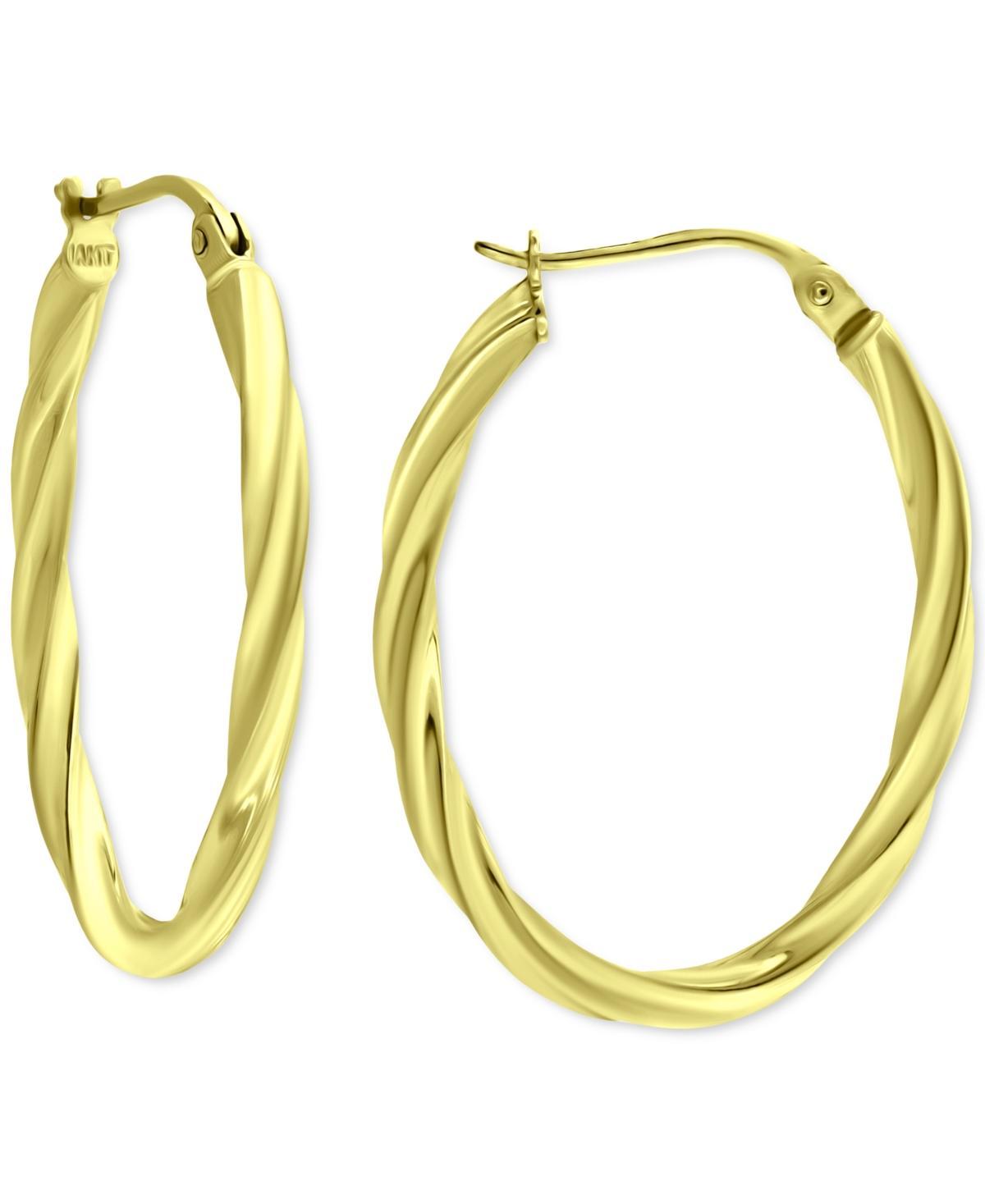 Aleure Precioso Sterling Silver Oval Twist Hoop Earrings, Womens Product Image