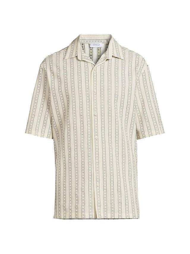 Mens Arrow Stripes Cotton-Blend Bowling Shirt Product Image