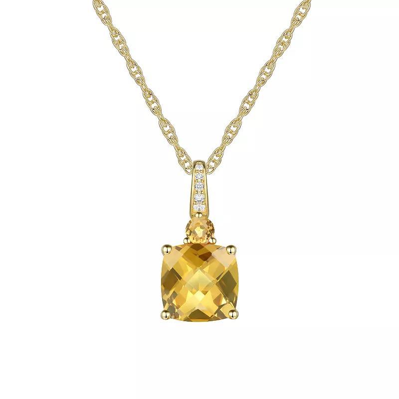 14k Gold Over Silver Citrine Pendant, Womens Gold Tone Product Image