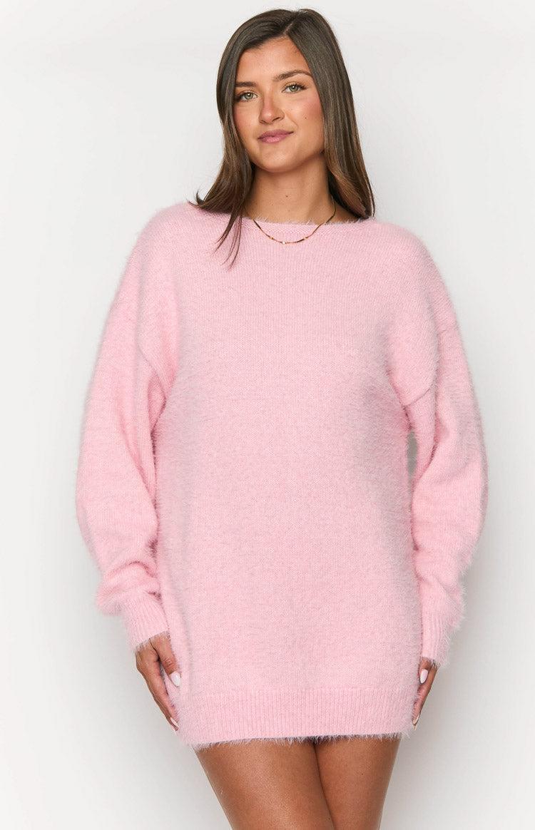 Kleine Pink Long Sleeve Knit Mini Dress Product Image