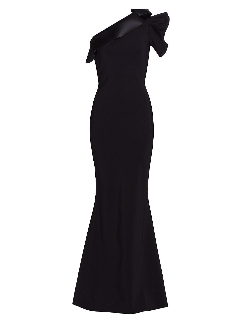 Womens Kika Ra Ruffled One-Shoulder Trumpet Gown Product Image