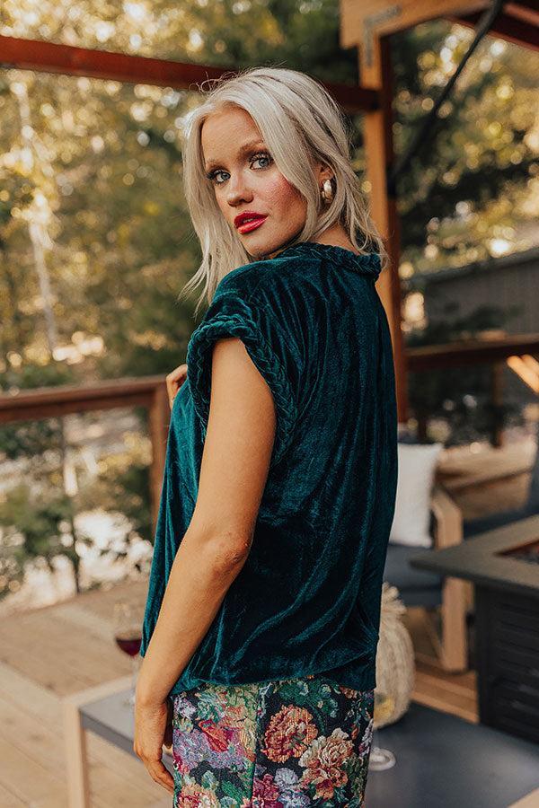 Feeling Glam Velvet Shift Top in Hunter Green Product Image