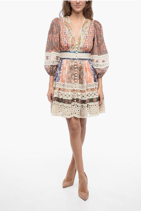 ZIMMERMANN Devi Spliced Mini Dress In Spliced Paisley Product Image