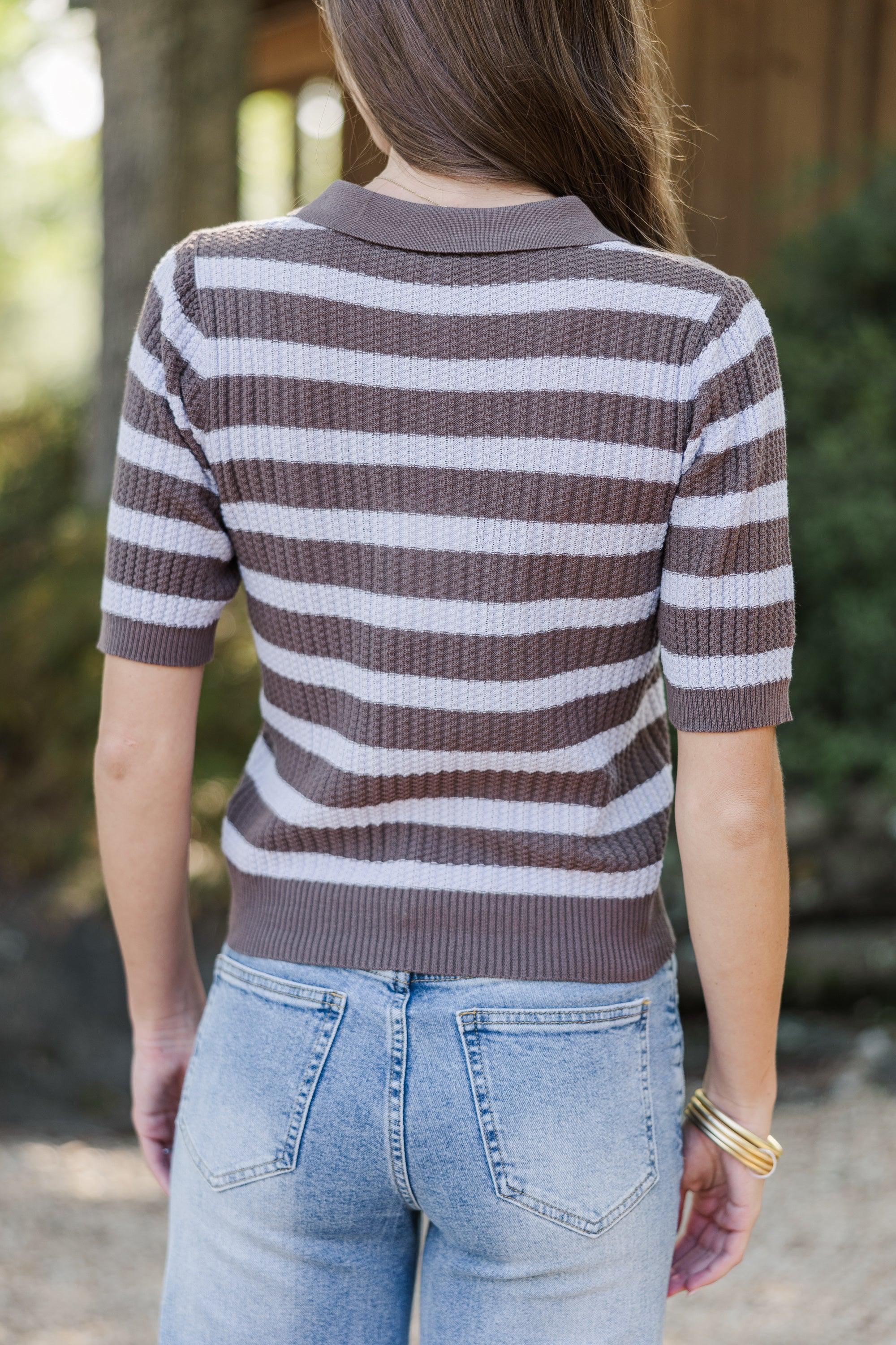 Easy Aspirations Lavender Striped Sweater Female Product Image