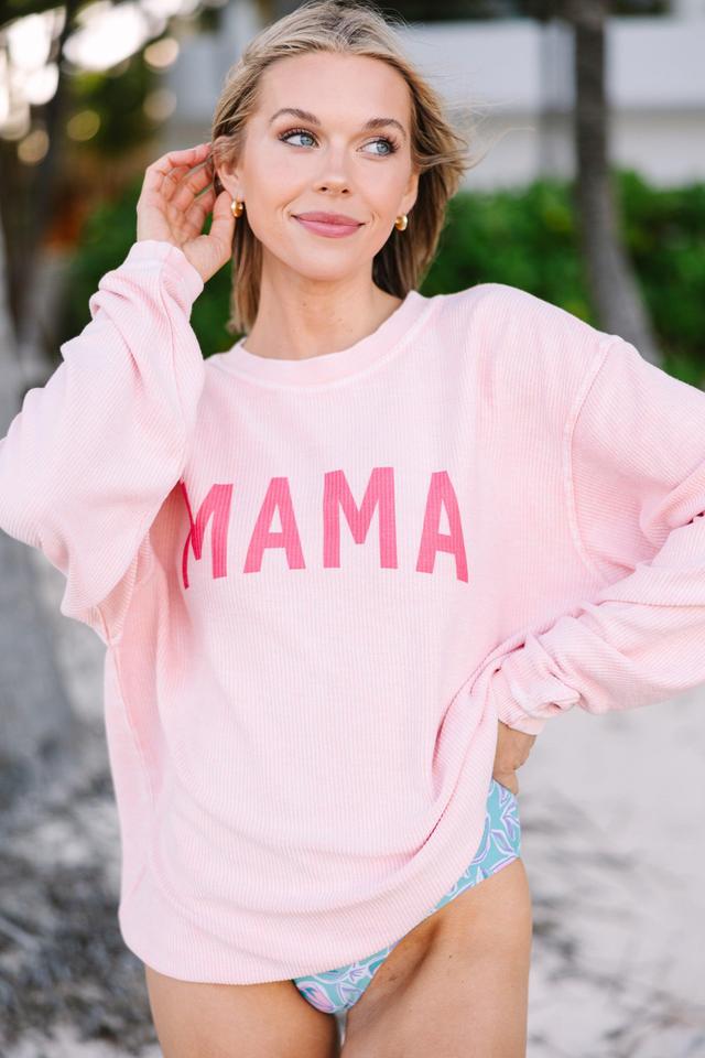 Mama Urban Pink Corded Graphic Sweatshirt Female Product Image