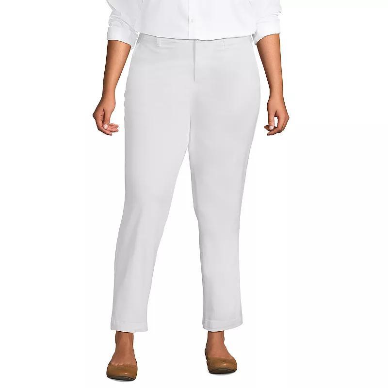 Plus Size Lands End Mid Rise Classic Straight Leg Chino Ankle Pants, Womens Product Image