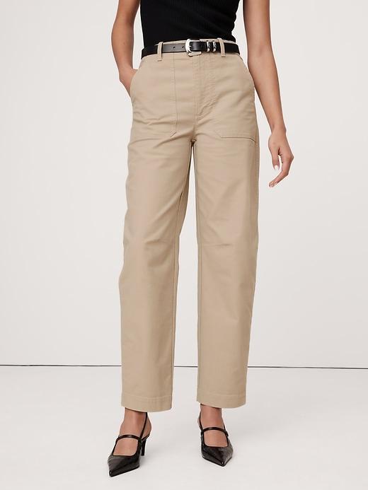 High-Rise Slim Barrel Utility Cropped Chino Product Image