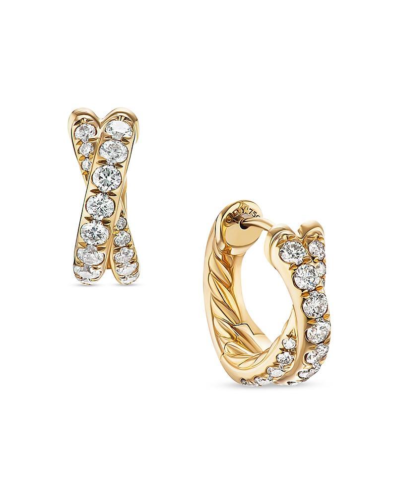 Womens Pav Crossover Hoop Earrings In 18K Yellow Gold With Diamonds Product Image