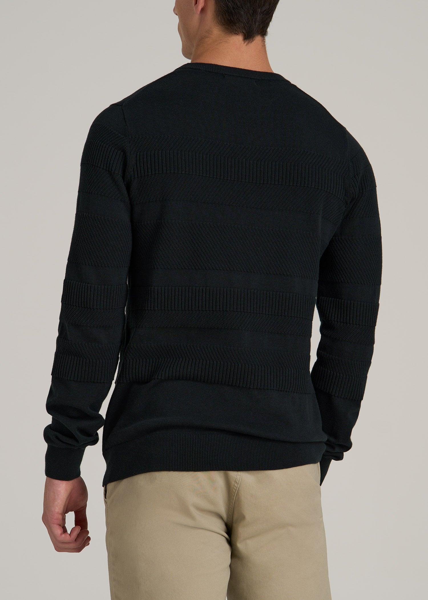 Minimalist Embossed Knit Sweater for Tall Men in Midnight Green Male Product Image