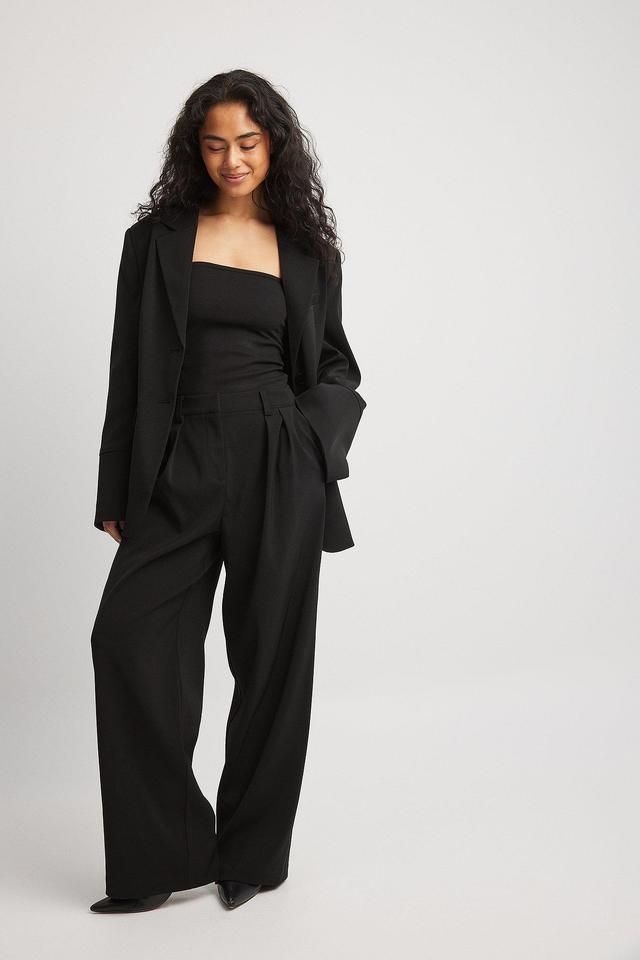 Wide High Waist Suit Pants Product Image