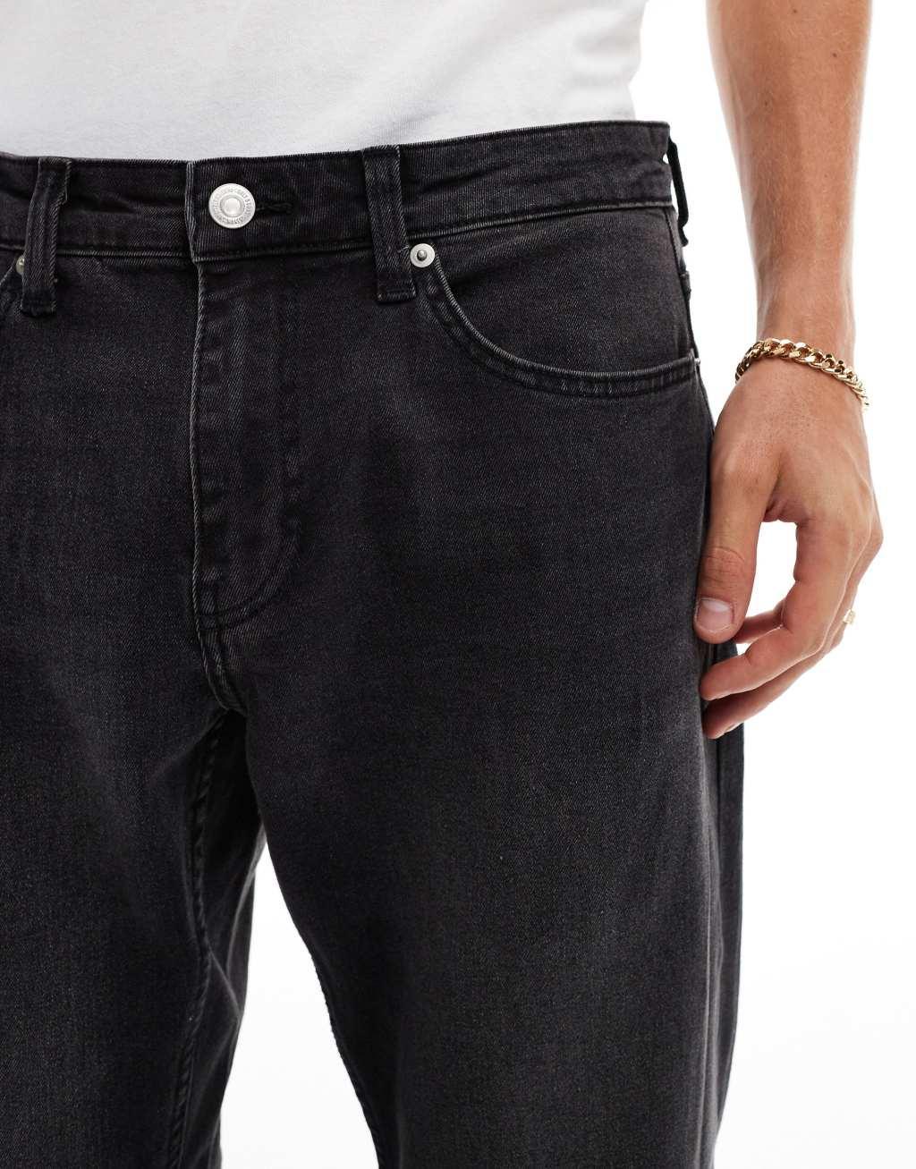 ONLY & SONS weft regular fit jeans in washed black Product Image