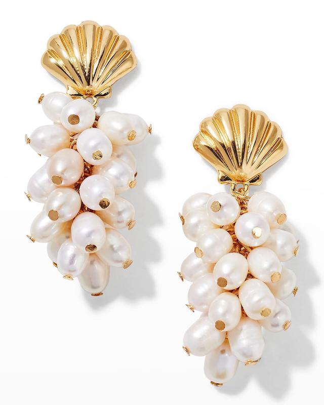 Womens Gold-Plate & Pearl Cluster Drop Earrings Product Image