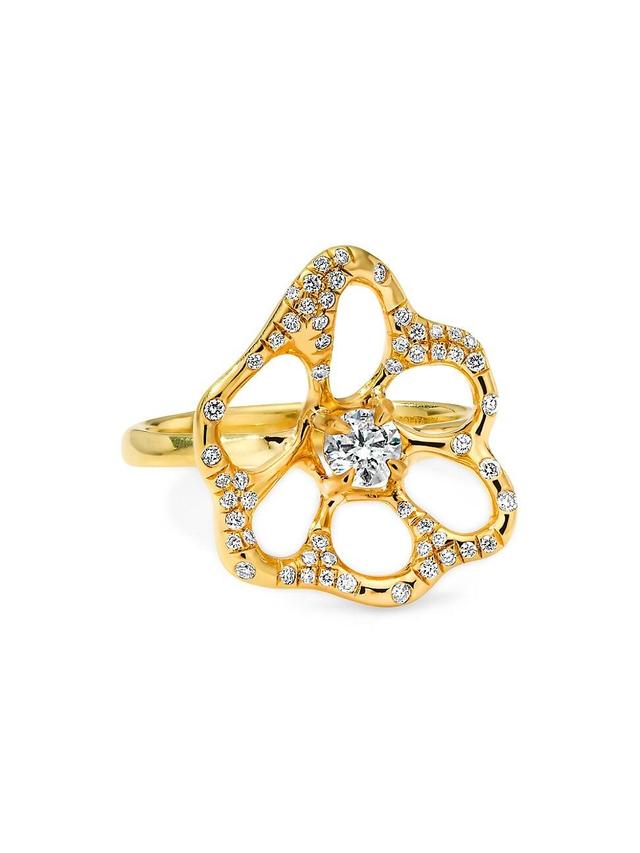 Womens Stardust 18K Yellow Gold & 0.21 TCW Diamond Medium Flower Ring Product Image