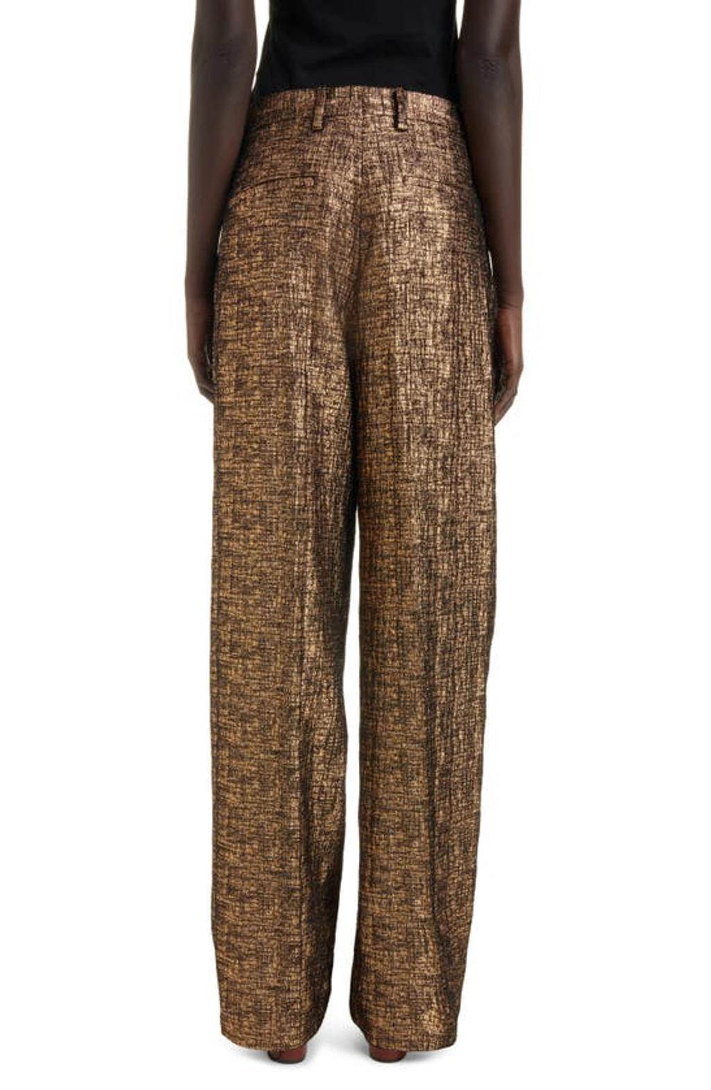 Porter Metallic Tweed Wide-leg Pants In Gold Product Image