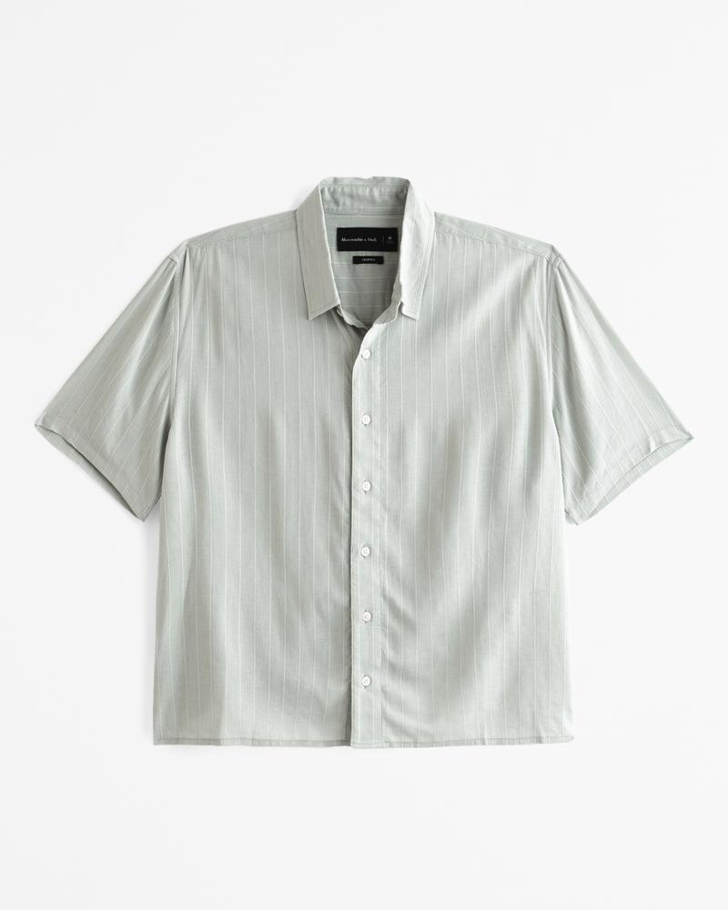 Short-Sleeve Cropped Lightweight Button-Up Shirt product image