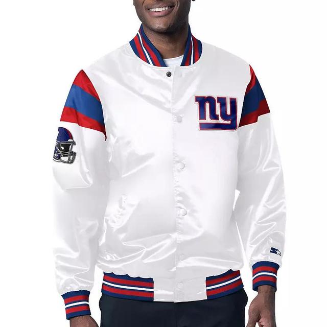 Mens Starter White New York Giants Satin Full-Snap Varsity Jacket Product Image