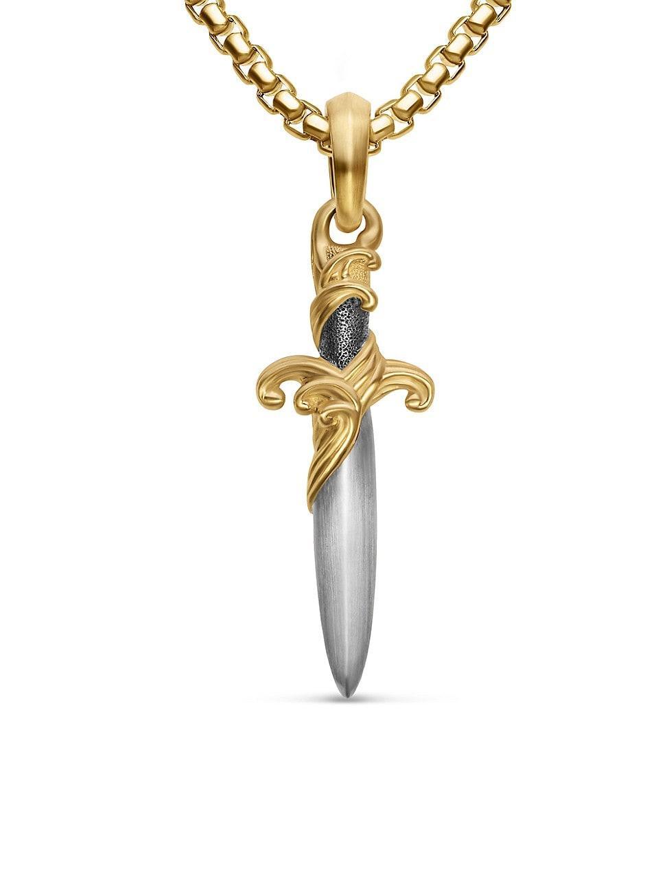 David Yurman Mens 18K Yellow Gold Waves Dagger Amulet Pendant Product Image