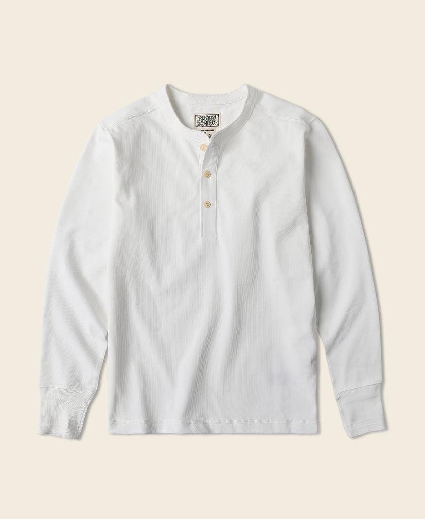 Vintage Long Sleeve Henley Shirt - White Product Image