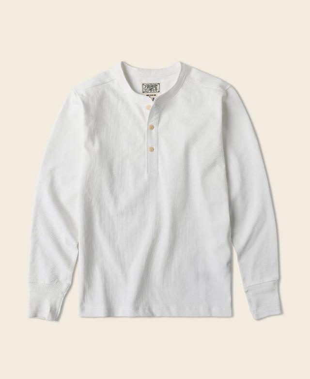 Vintage Long Sleeve Henley Shirt - White Product Image