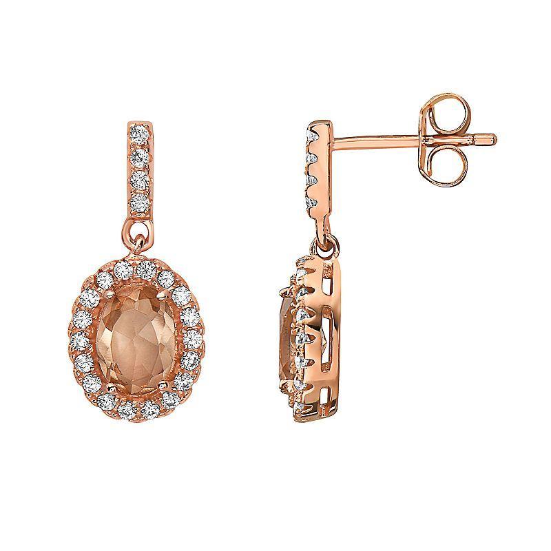 18k Rose Gold Over Sterling Silver Drop Earrings, Womens, Pink Tone Product Image