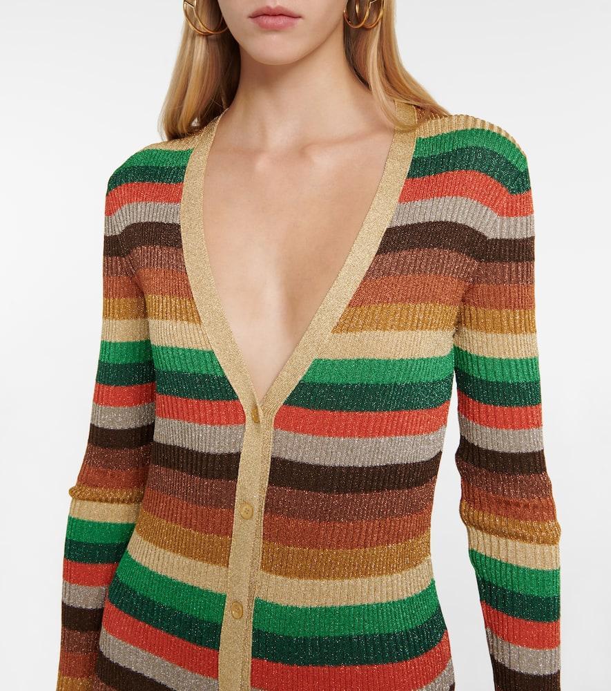 Lurex Striped V-neck Midi Dress In Multicoloured Product Image