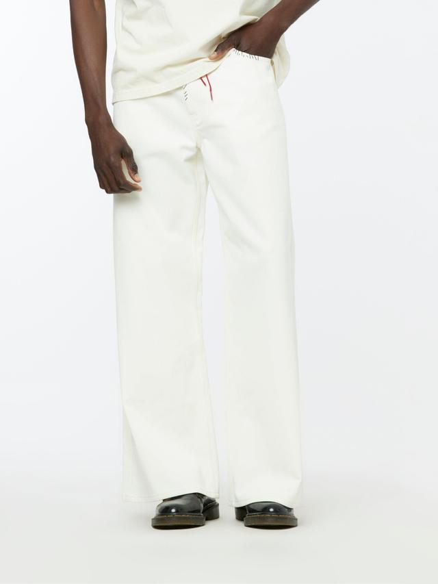 Hand Stitched Leather Lace Trousers (Lily White) Product Image